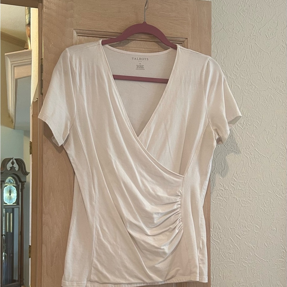 Talbots Cream Wrap Top for Women